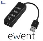 hub mini usb 2.0 4 porte black ewent *021