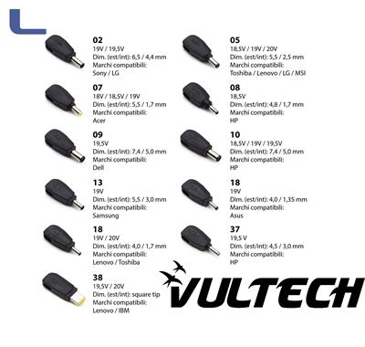 alimentatore notebook vultech set.automatico 15/24v 120w *433