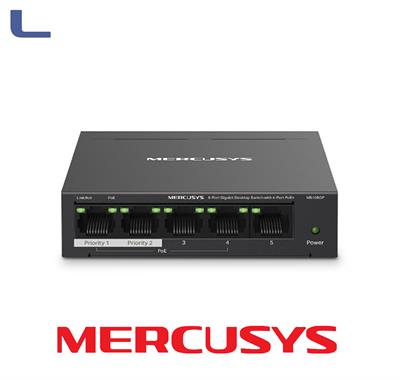 switch 5 porte gigabit 4 porte poe+ mercusys in metallo*491