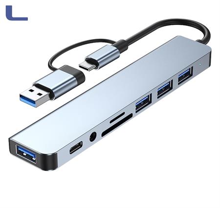 Dockingstation 8/2USBa-C jack 3,5 lettore Micro SD/SD porte dati