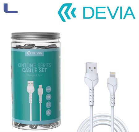 30 cavi usb lightning 1m 2.1a bianco in barattolo devia* 491
