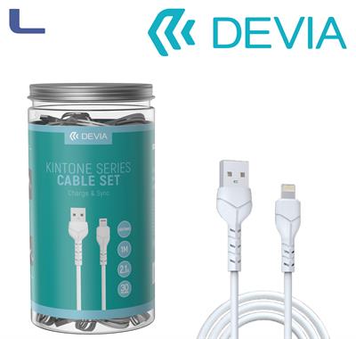 30 cavi usb lightning 1m 2.1a bianco in barattolo devia* 491