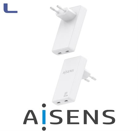 alimentatore ulta slim spina italiana 65w GaN 2xtype c aisens