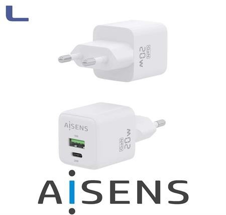 alimentatore spina italiana 20w GaN type c+usb a aisens *572