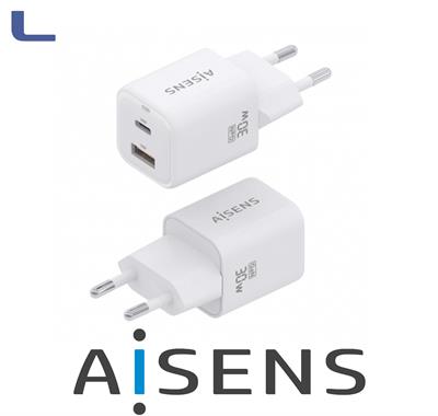 alimentatore spina italiana gan  30w type c+usb  aisens *572