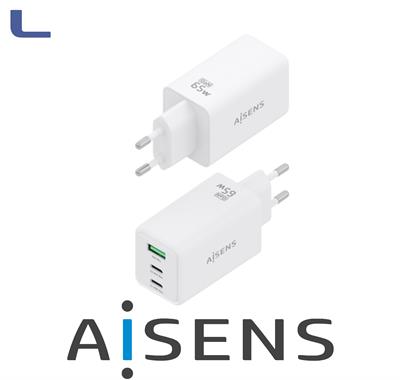 alimentatore spina italiana 65w GaN 2xtype c+1usb  aisens *572