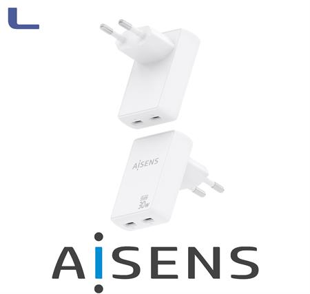 alimentatore ultra slim spina italiana 30w GaN 2xtype c aisens