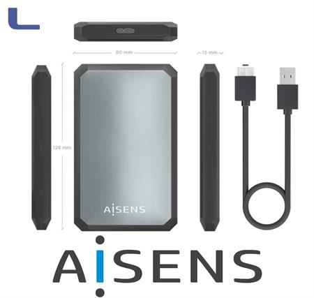box esterno per hdd sata 2.5 usb 3.2 gen1 grigio aisens *572