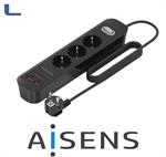 presa multipla 3 posti schuko 2type-c 2usb-a nera aisens *572