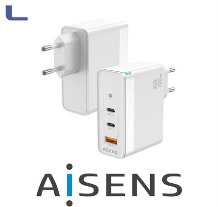 alimentatore spina italiana 100w GaN 2xtype c+1usb a aisens *572