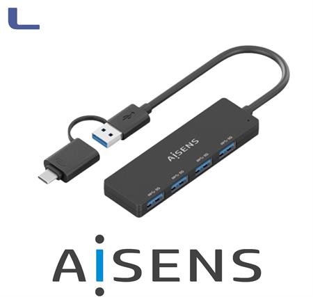 hub usb a type c 3.0 4 porte black aisens 15cm *572