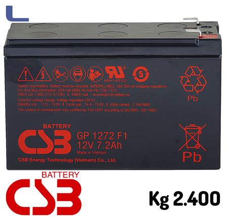 batteria al piombo 12v 7.2ah csb faston piccolo *329