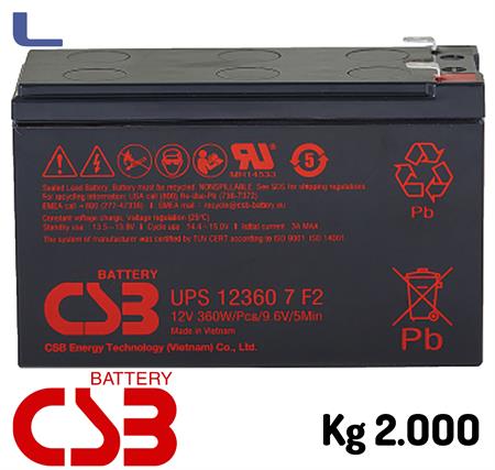 batteria al piombo 12v 7.2ah csb faston grande *329