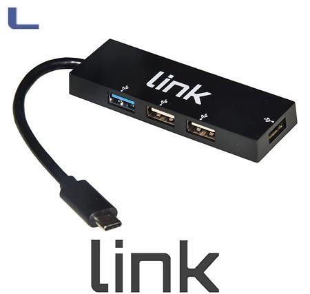 hub usb 1 usb 3.0 + 3 usb 2.0 connet. type C black link *215