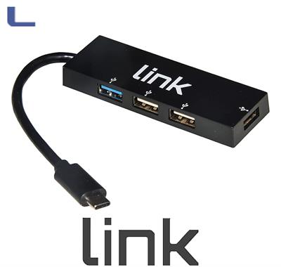 hub usb 1 usb 3.0 + 3 usb 2.0 connet. type C black link *215