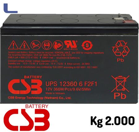 batteria al piombo 12v 6ah CSB faston grande/piccolo *329