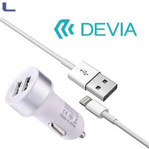 alimentatore 2 usb da auto 5v 2a + cavo lightning devia 1mt *491