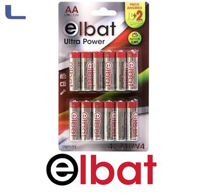 10batterie stilo aa alkaline 1.5v elbat + 2gratis *572