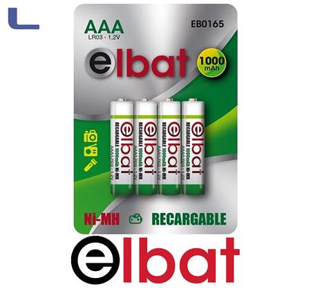 batteria n-mh aaa 1000mah blister 4pz. elbat RECHARGEABLE *572