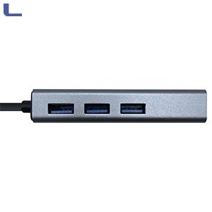 hub usb 3.0 3 porte e adattatore lan gigabit grey aisens *572