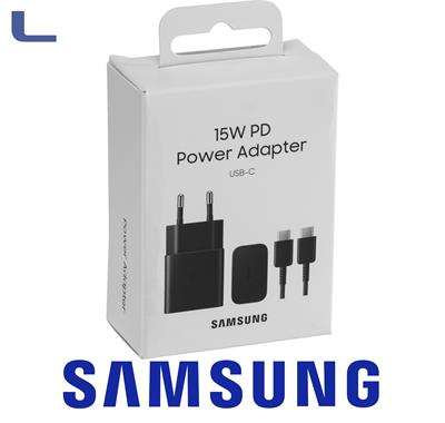 alimentatore usb 15w 3a + cavo usb type c samsung black *273