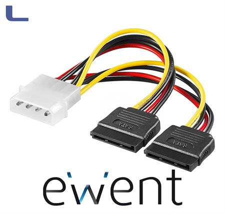 cavetto alimentazione 1molex maschio a 2 sata femmina ewent *021