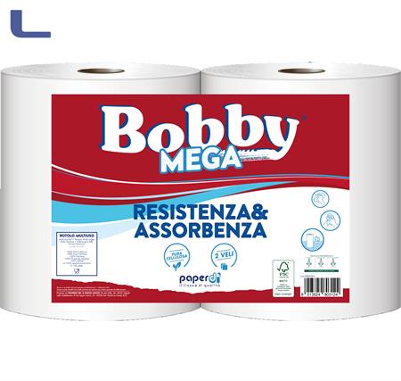 rotoloni carta bianca bobby mega conf. 2 rotoli 1,7kg *539