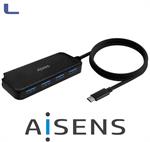 HUB usb-c maschio a 4x usb-a 3.1 femmina 60cm nero aisens *572