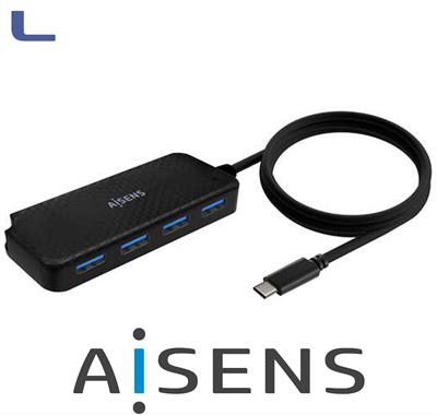 HUB usb-c maschio a 4x usb-a 3.1 femmina 60cm nero aisens *572