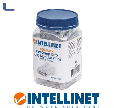 plug rj45 cat.6u/utp filo tondo con fori 100pz in barattolo* 051