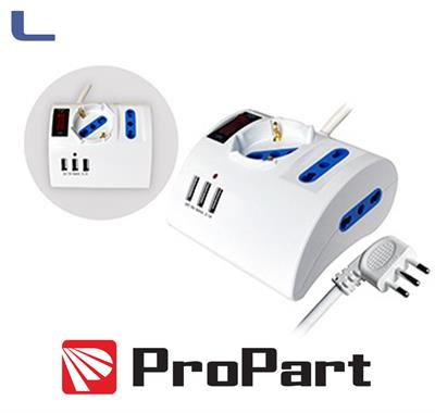 Presa multipla 3posti bipasso/schuko 16a +3usb 3.1a bianca * 491